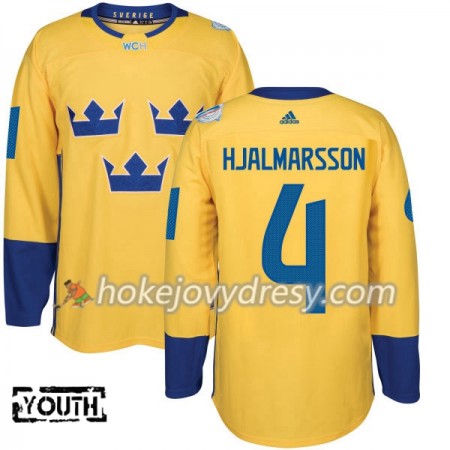 Dětské Hokejový Dres Švédsko Niklas Hjalmarsson 4 Světový pohár v ledním hokeji 2016 Žlutá Premier